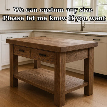 Handcrafted Solid Wood Kitchen Island - Rustic Live-Edge Counter & Storage Kitchnce