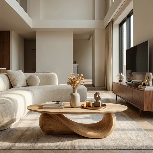 Organic Sculptural Coffee Table with Flowing Loop Base
