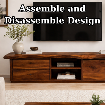 Solid Wood TV Stand with Storage Drawers – Modern Minimalist Console Cabinet