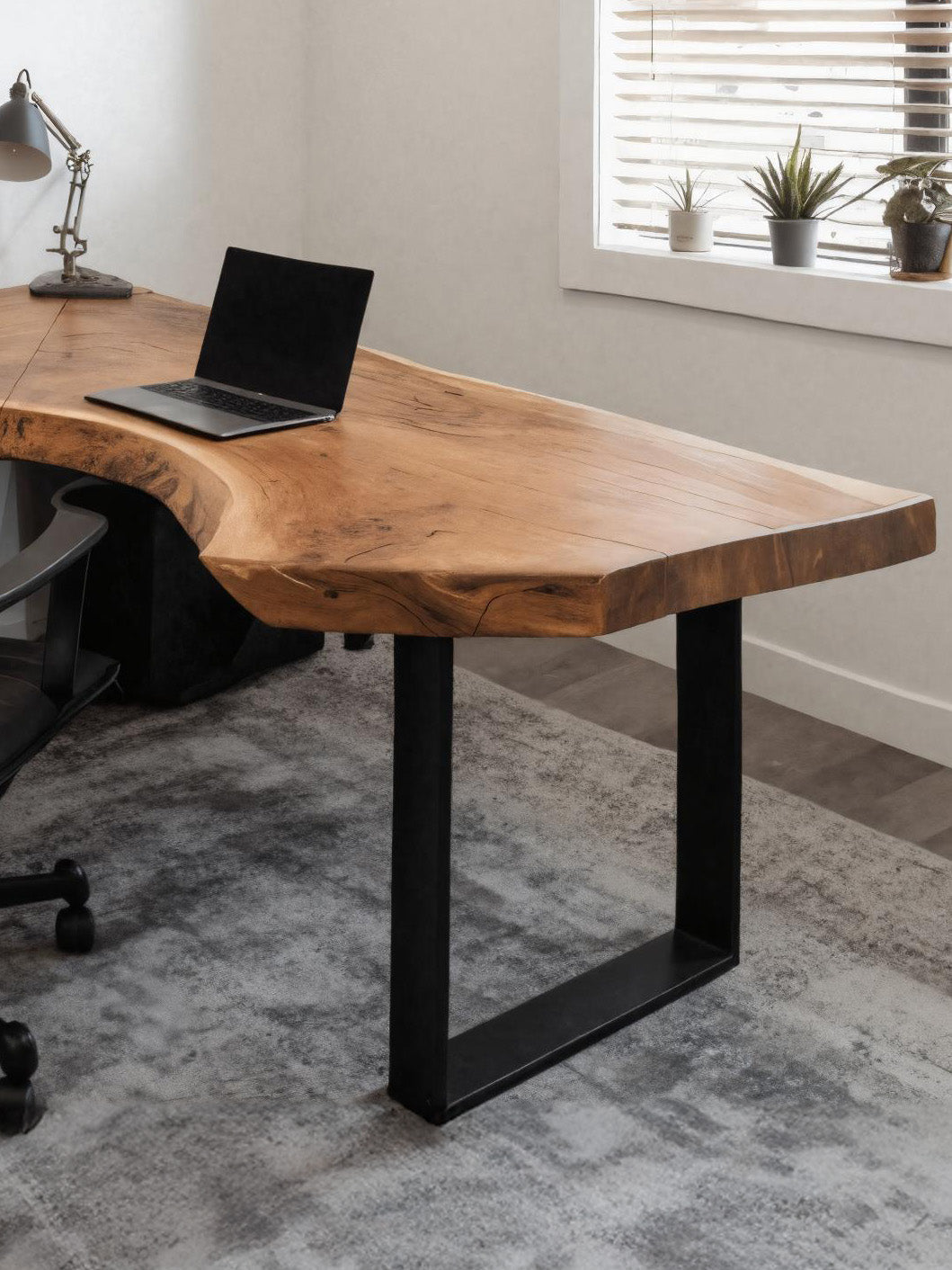 Modern Live Edge L Shaped Desk For Home Workspace Kitchnce