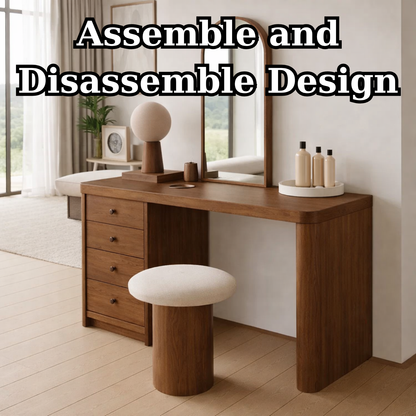Solid Wood Makeup Vanity Desk – Modern Vanity Table with Drawers