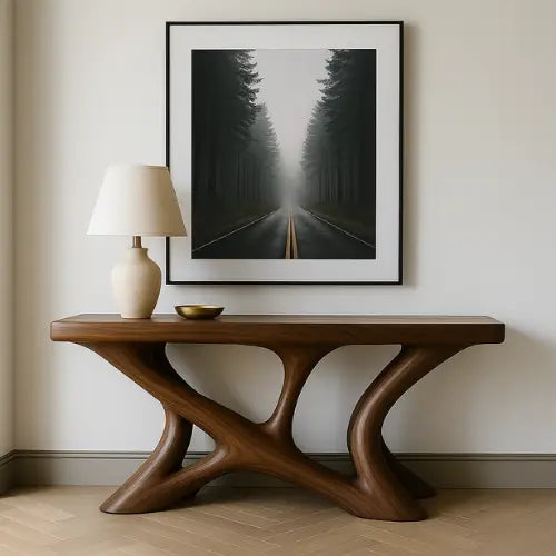 Handcrafted Solid Wood Horizon Console Table – Contemporary Organic Design Kitchnce