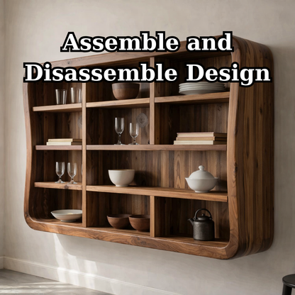 Solid Wood Kitchen Cabinet Shelf – Curved Floating Wall Storage Unit