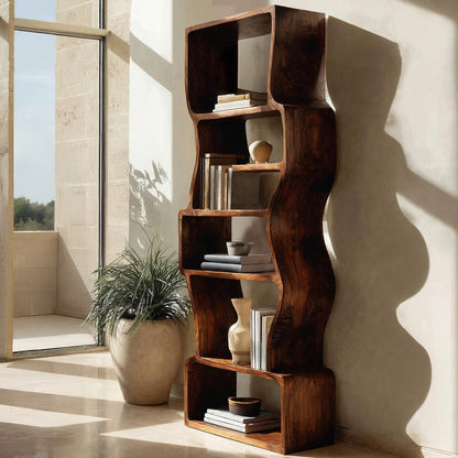 Organic Sculptural Wooden Bookcase For Modern Home Kitchnce