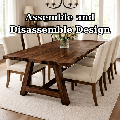 Solid Wood Live Edge Dining Table with A-Frame Legs – Rustic Modern Farmhouse Table