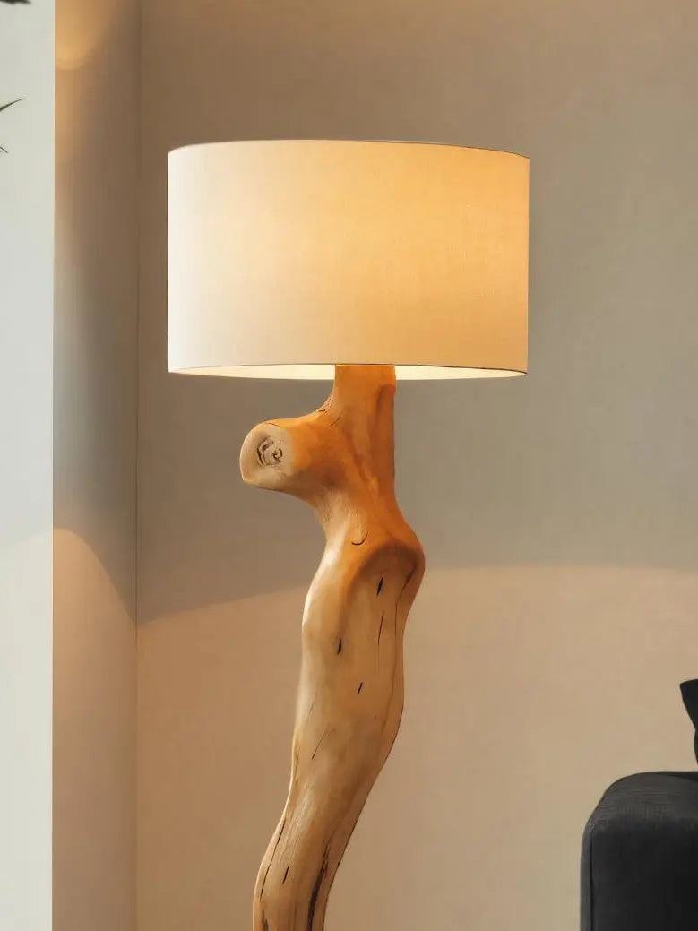 Rustic Sculptural Floor Lamp With Side Table For Bedroom Kitchnce