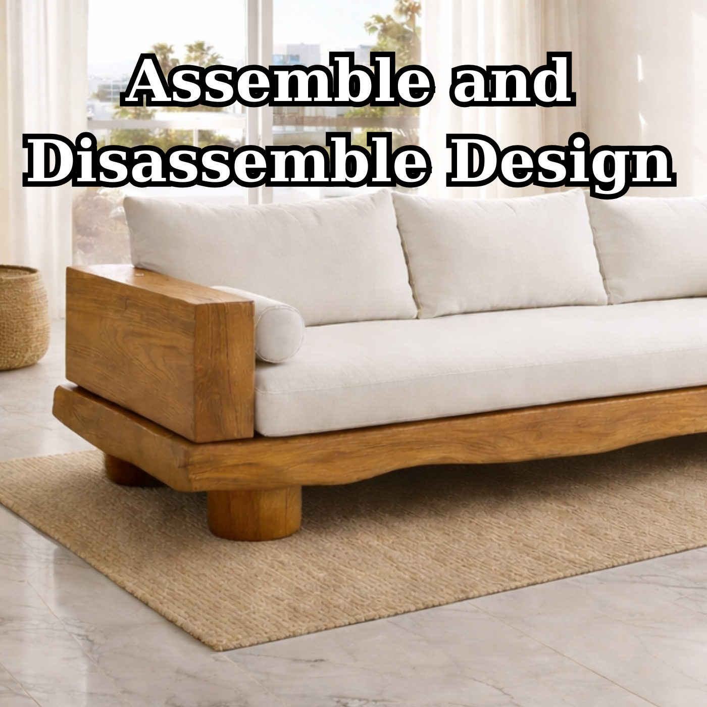 Solid Wood Platform Sofa Luxury Modern Style