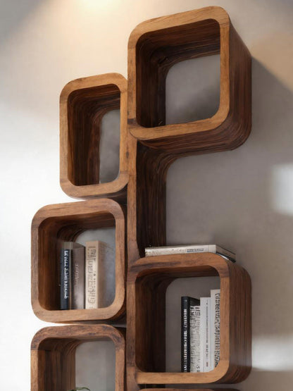 Modern Wall Mounted Bookshelf With Square Design For Living Room Kitchnce
