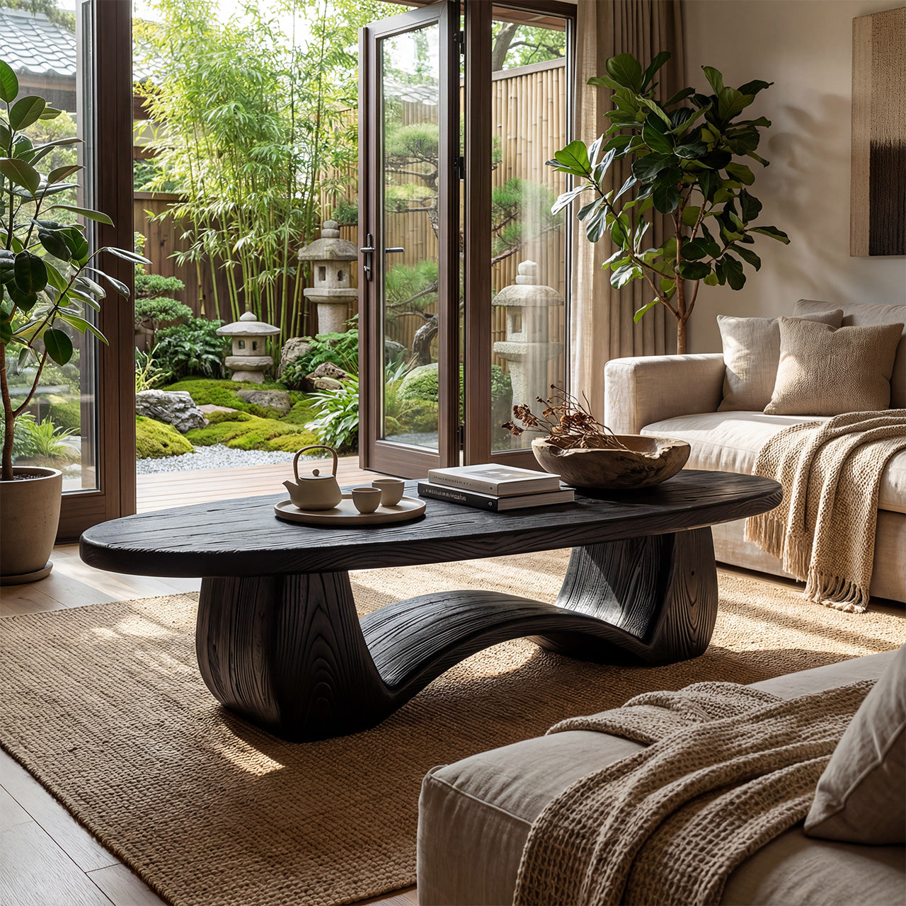 Organic Sculptural Coffee Table With Curved Base