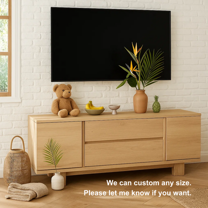 Modern Wood TV Stand With Drawers Long Media Console Low Profile Entertainment Center Kitchnce