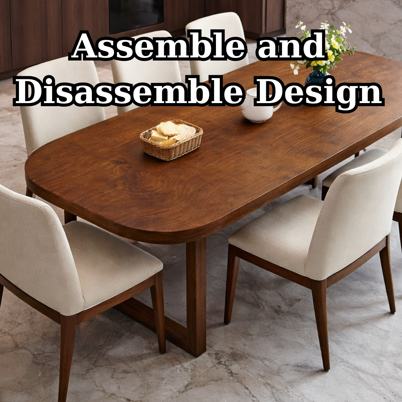 Mid-Century Modern Oval Solid Wood Dining Table