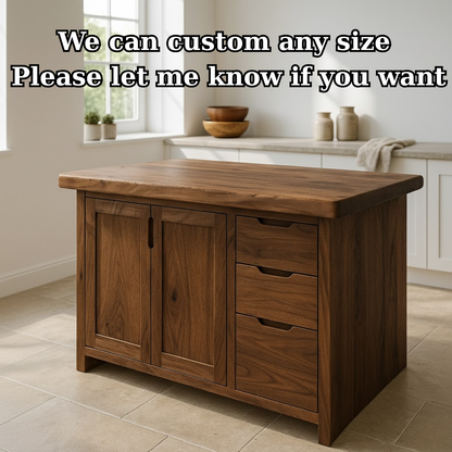 Handcrafted Soild Wood Kitchen Island - Modern Storage Cabinet & Prep Station Kitchnce