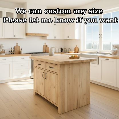 Handcrafted Solid Wood Kitchen Island with Dual Drawers and Spacious Cabinet Storage Kitchnce