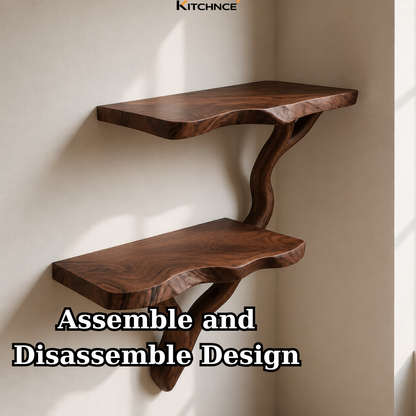 Handcrafted Solid Wood Live Edge Floating Corner Shelves
