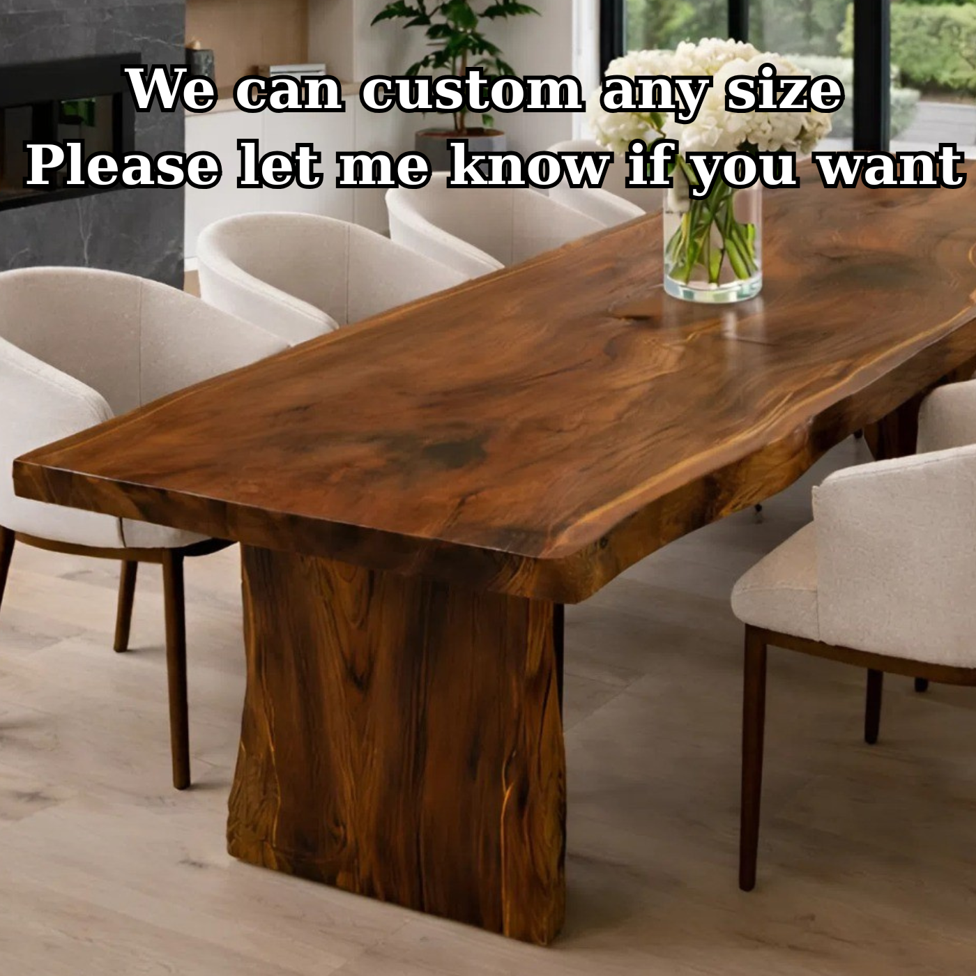 Farmhouse Solid Walnut Live Edge Dining Table for Modern Homes