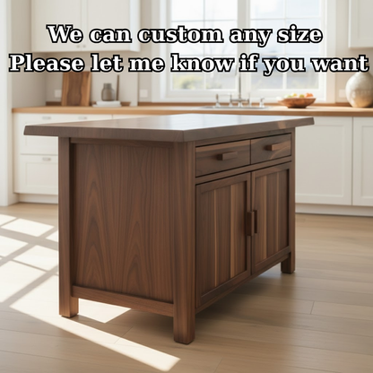 Handcrafted Solid Wood Kitchen Island with Dual Drawers and Spacious Cabinet Storage Kitchnce