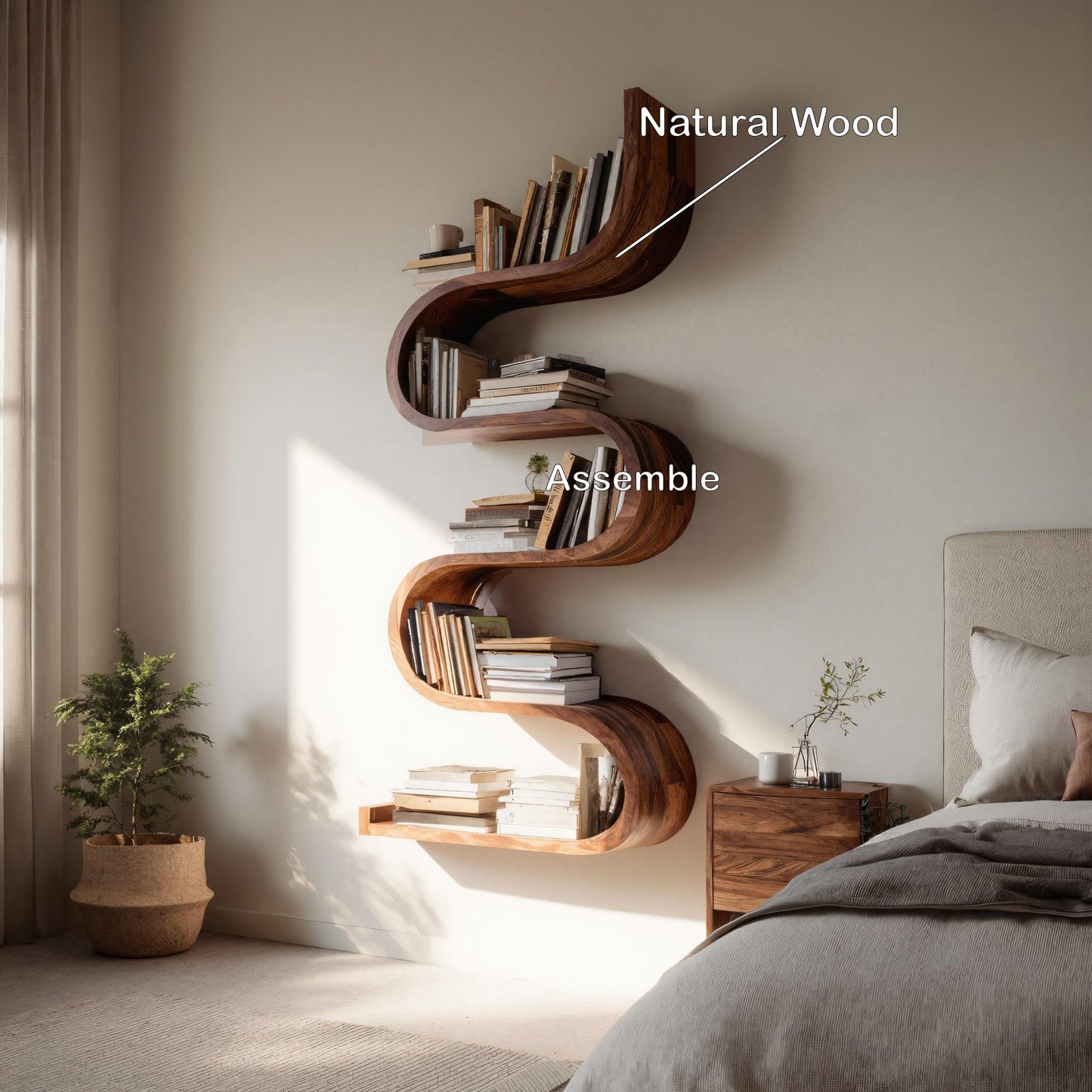 Contemporary Vertical Wall Bookshelf For Living Decor Kitchnce