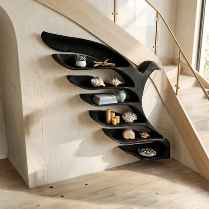 Bird Form Wood Wall Shelf With Open Display