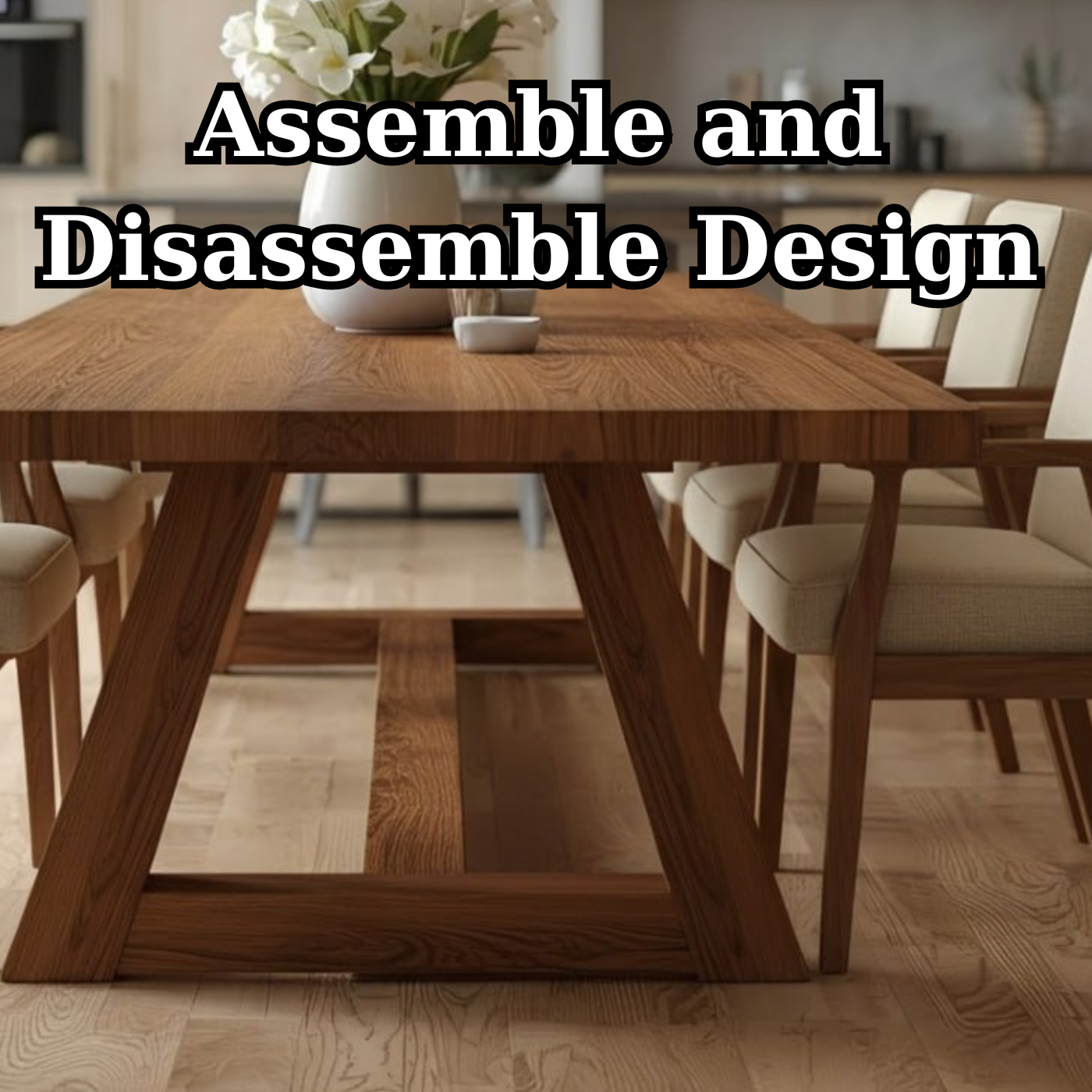 Handcrafted Solid Oak Scandinavian Dining Table, Minimal Modern Kitchen Table