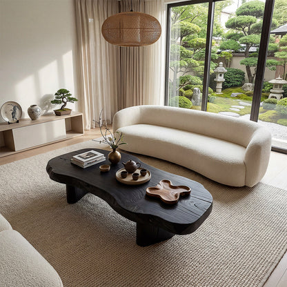 Organic Freeform Live Edge Coffee Table With Sculptural Base