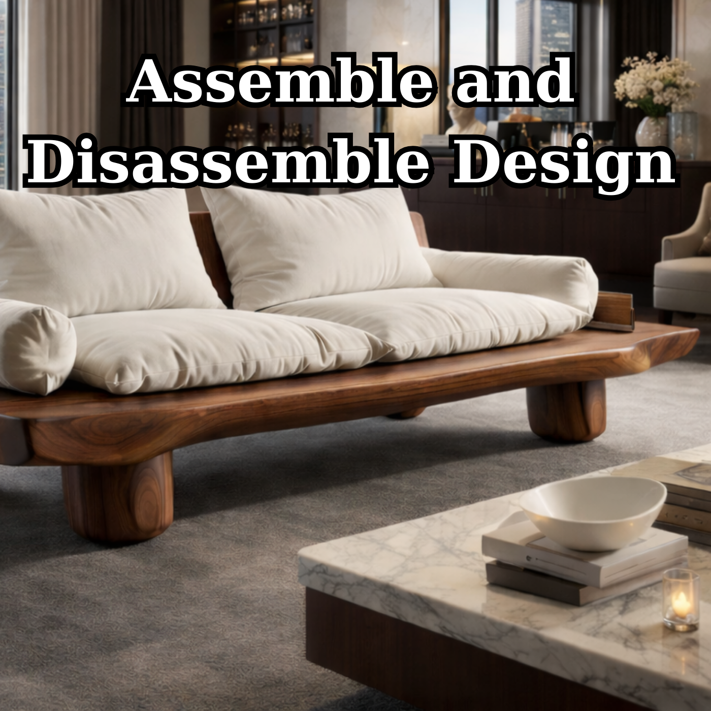 Solid Wood Platform Sofa Organic Modern Design