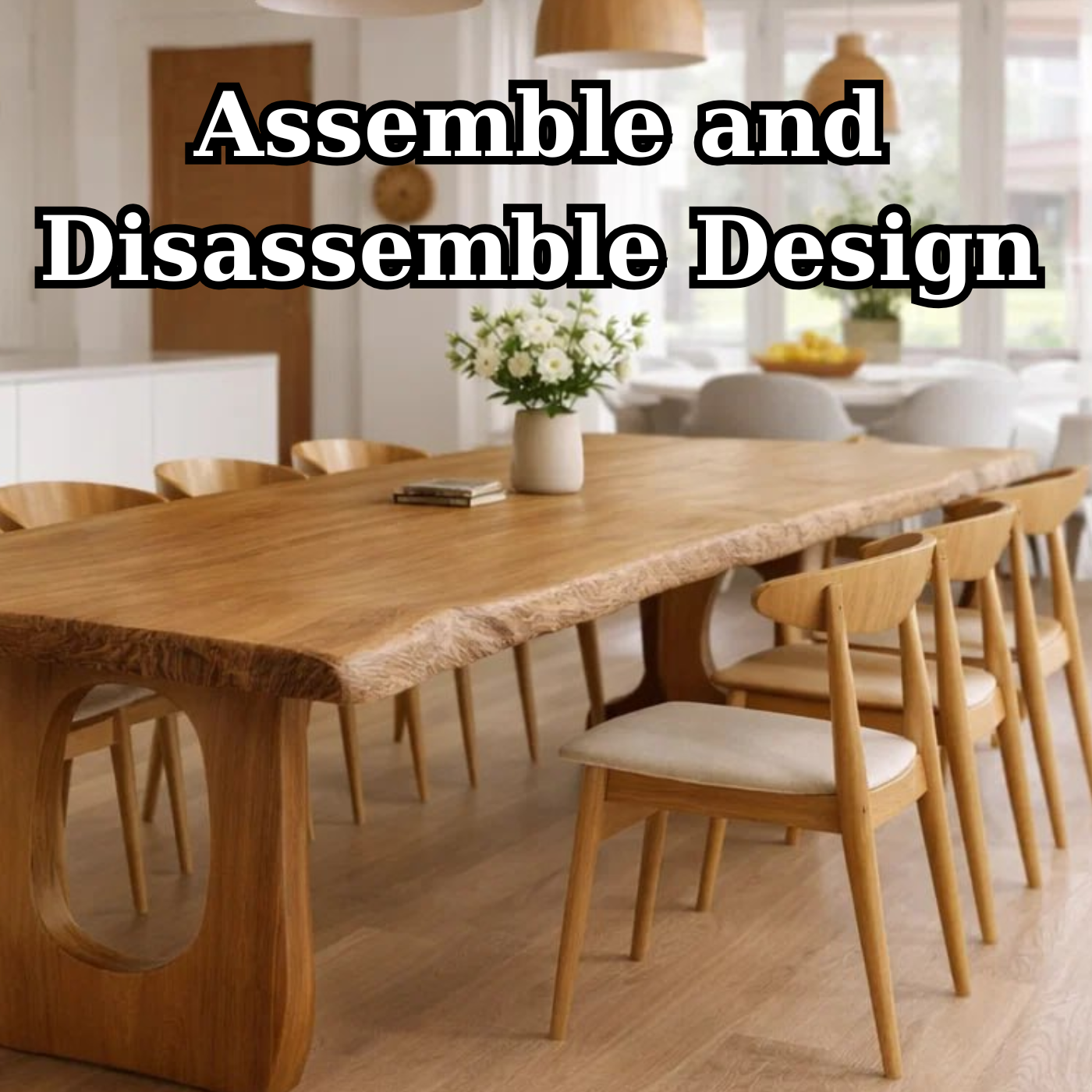 Handcrafted Live Edge Solid Oak Dining Table Modern Scandinavian Kitchen Table