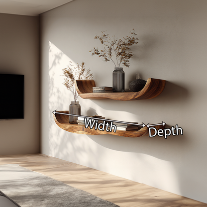 Natural Wood Floating Shelf with Soft Curved Edge Design