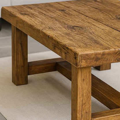 Solid Wood Living Room Table - Rustic Wood Coffee Table