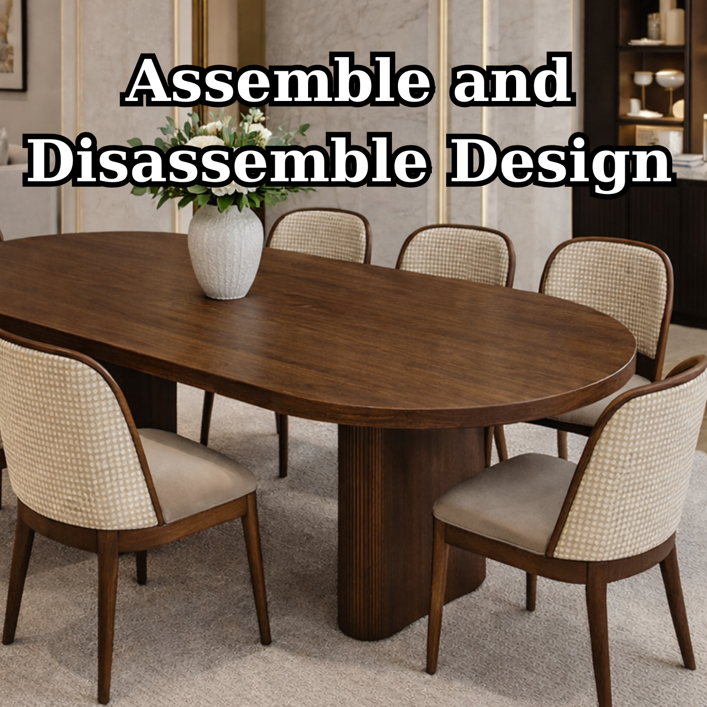 Luxury Solid Wood Oval Dining Table with Pedestal Base