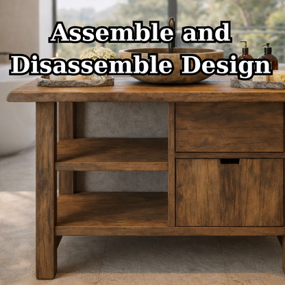 Modern Solid Wood Vanity Cabinet with Drawer and Open Storage for Minimalist Bathrooms