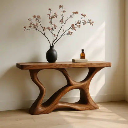 Handcrafted Solid Wood Drift Console Table – Contemporary Organic Form Kitchnce