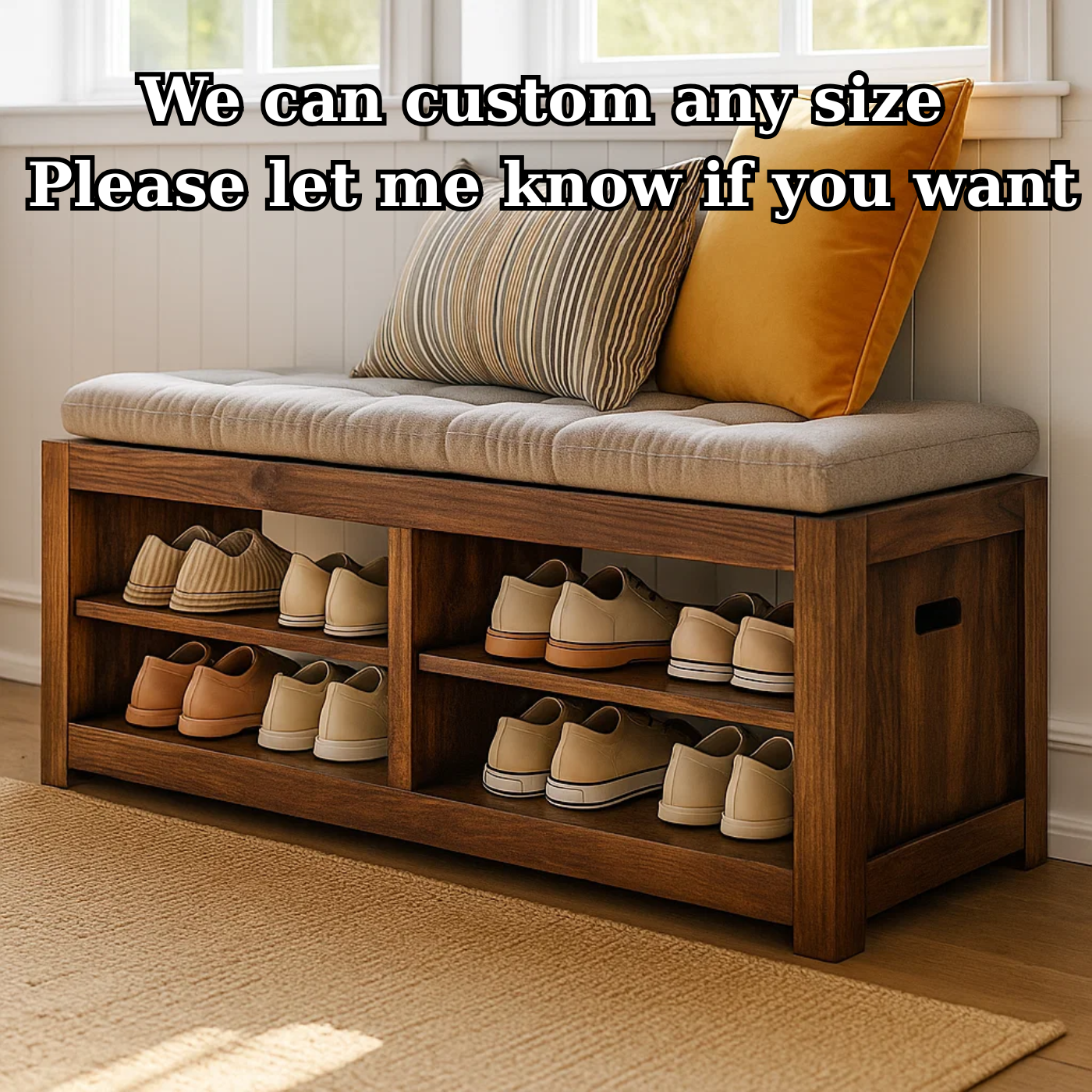 Handcrafted Solid Wood Bench – Transitional Design with Comfortable Upholstered Top Kitchnce