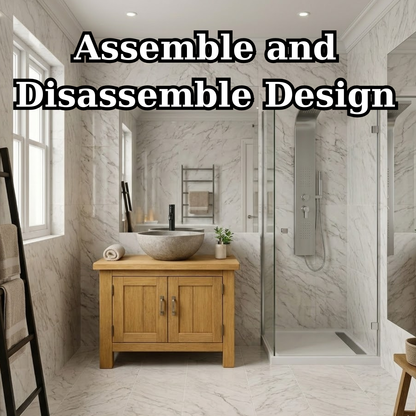Solid Wood Bathroom Vanity with Double Cabinet Doors for Modern Rustic Spaces