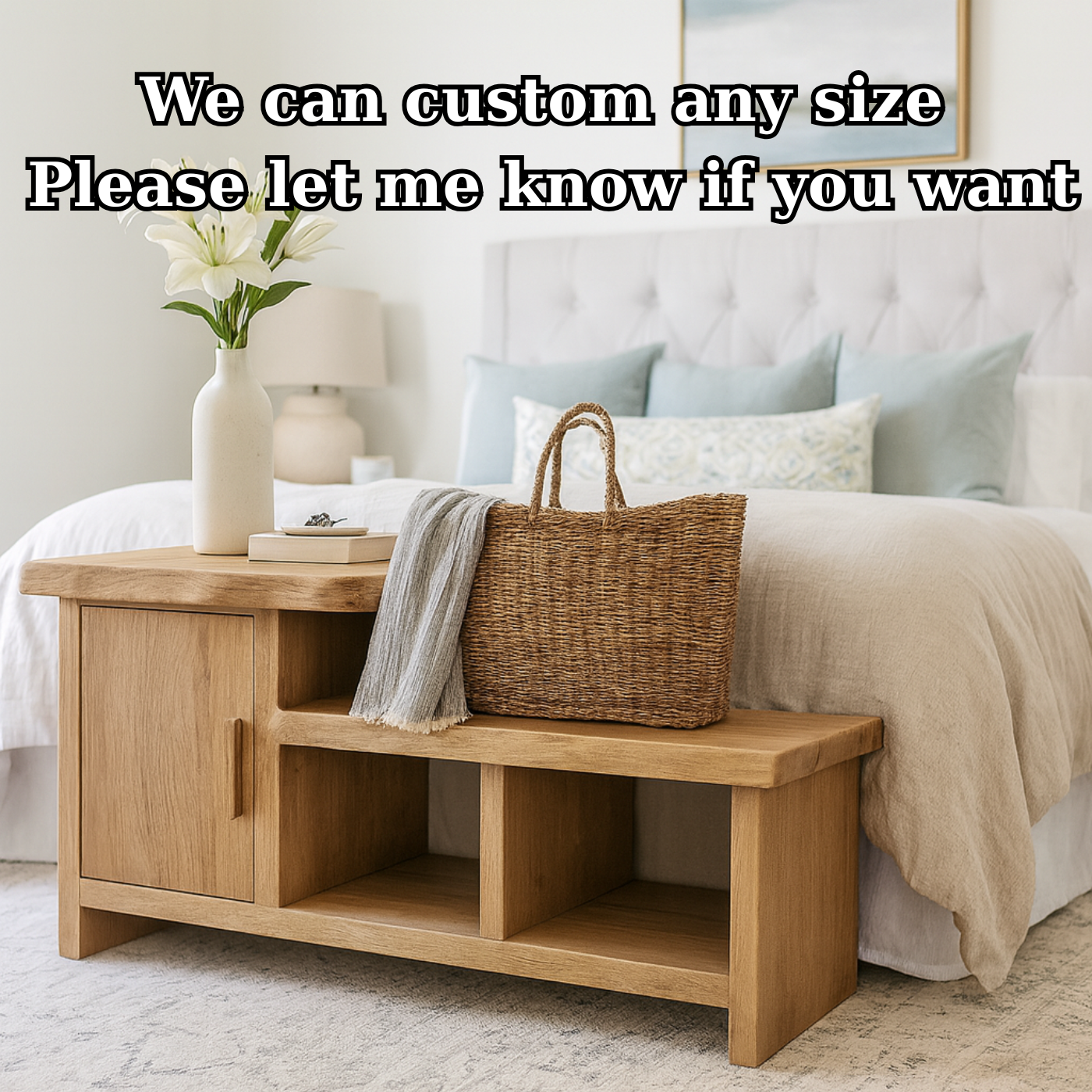 Handcrafted Solid Wood Bench – Modern Organic Seating with Versatile Storage Kitchnce