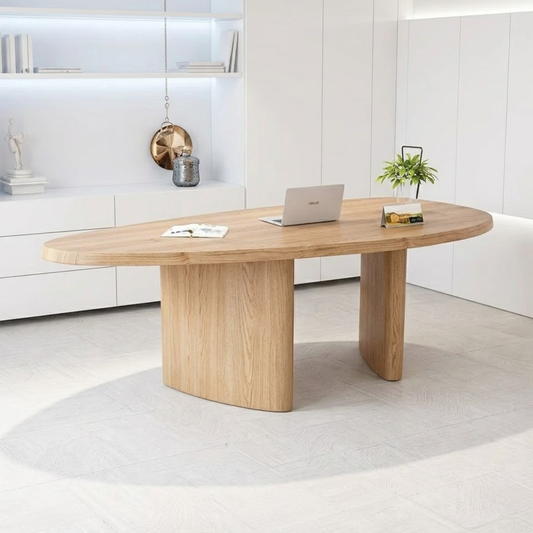 Contemporary Oval Work Desk with Stylish Pedestal Design for Home Office