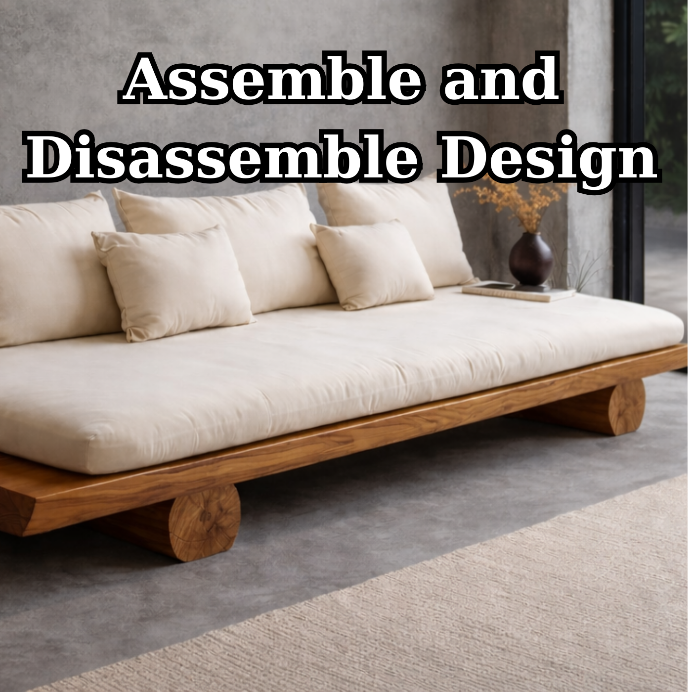 Minimalist Solid Wood Platform Daybed Sofa