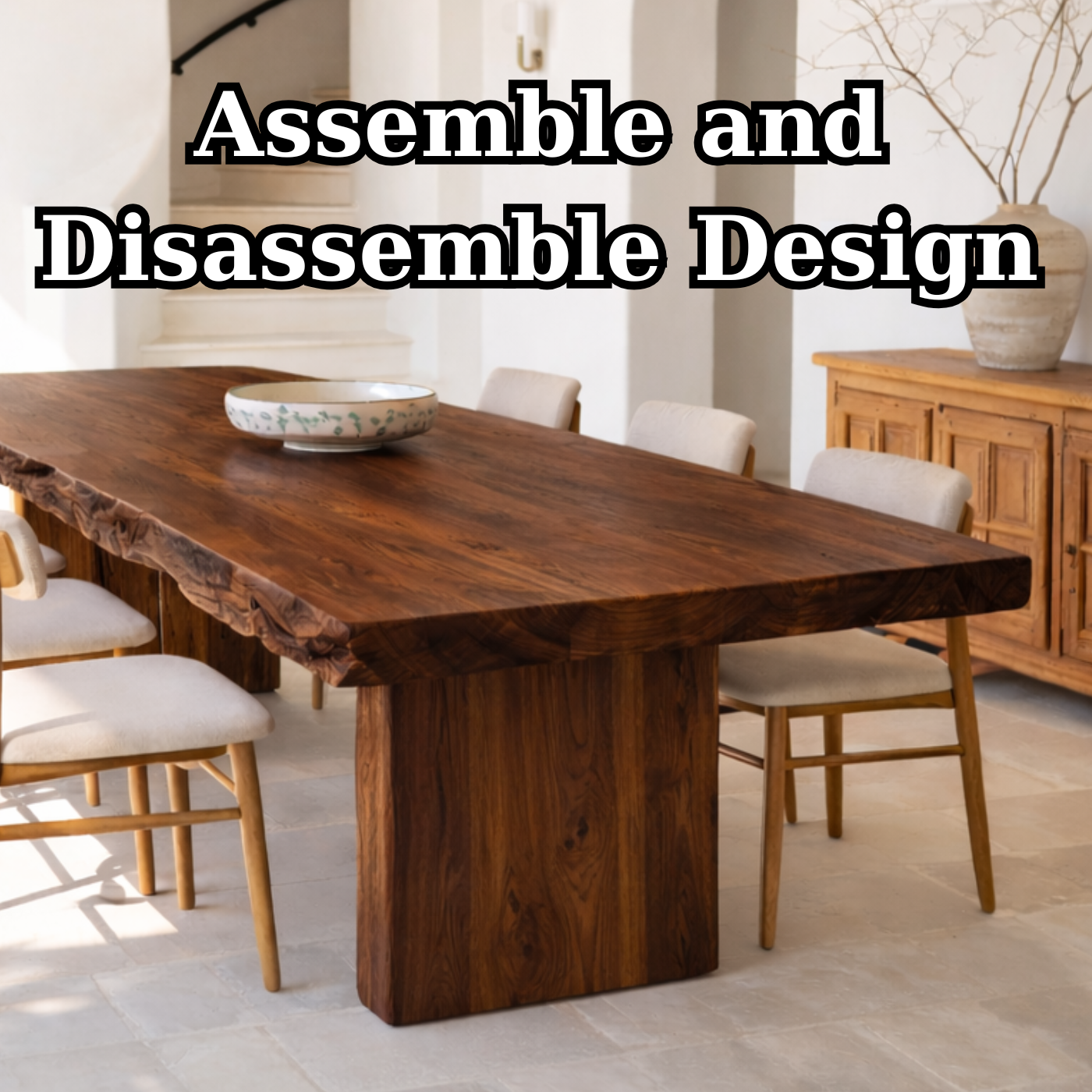 Solid Wood Live Edge Dining Table Handmade Rustic Design