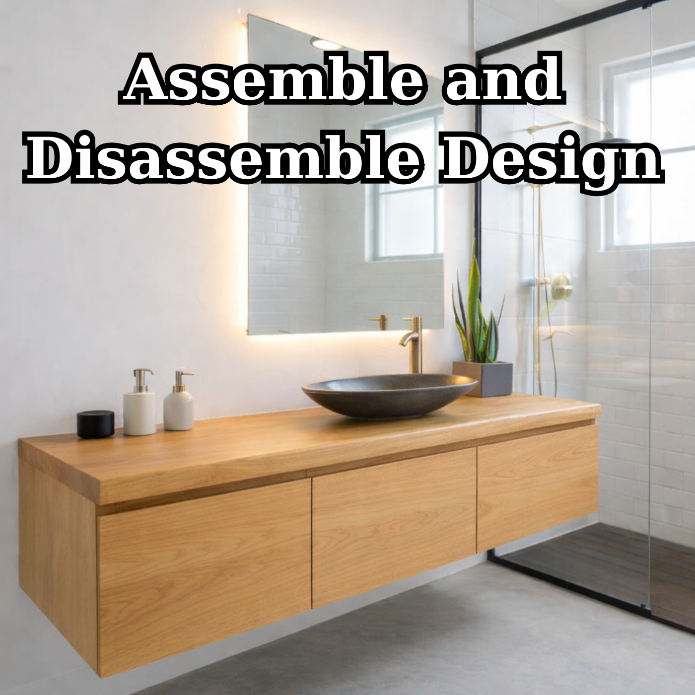 Floating Oak Bathroom Vanity, Wall Mounted Wood Vanity Cabinet Kitchnce