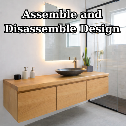 Floating Oak Bathroom Vanity, Wall Mounted Wood Vanity Cabinet Kitchnce
