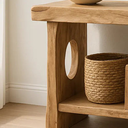Handcrafted Solid Wood Sculptural Console Table – Organic Contemporary Form Kitchnce