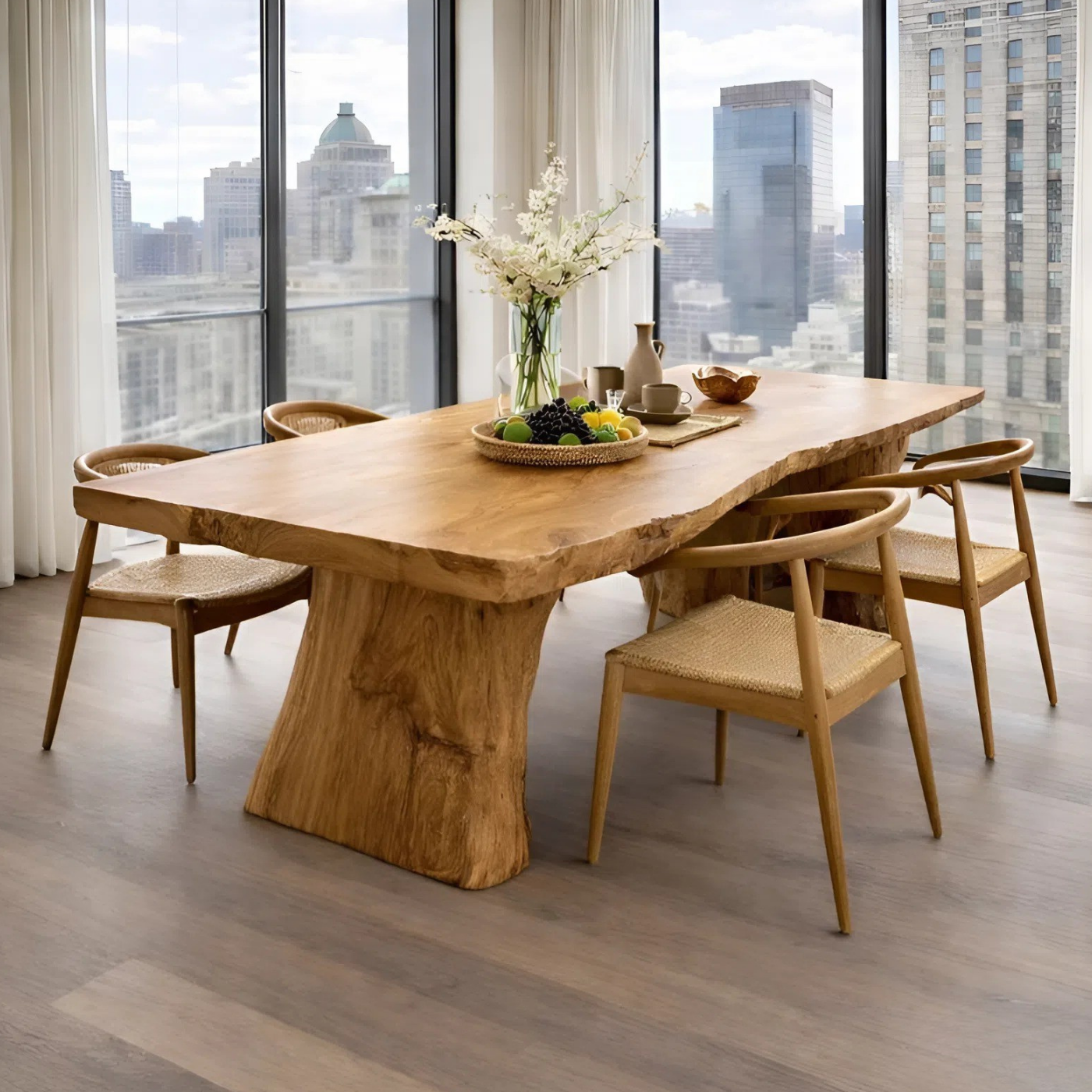 Handcrafted Solid Wood Live Edge Dining Table for Modern Interiors
