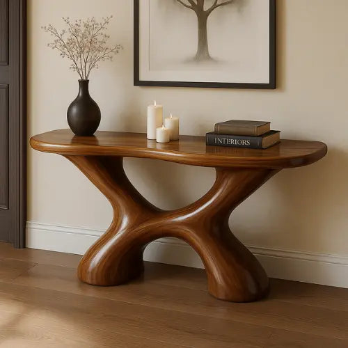 Handcrafted Solid Wood Fusion Console Table – Organic Modern Aesthetic Kitchnce