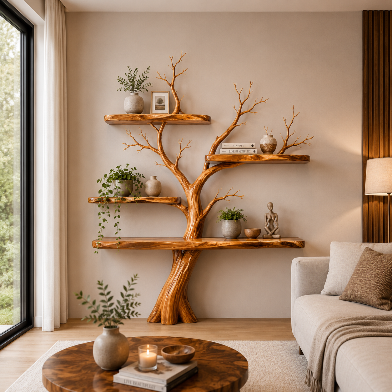 Tree Bookshelf | Handmade Solid Wood Wall Shelf