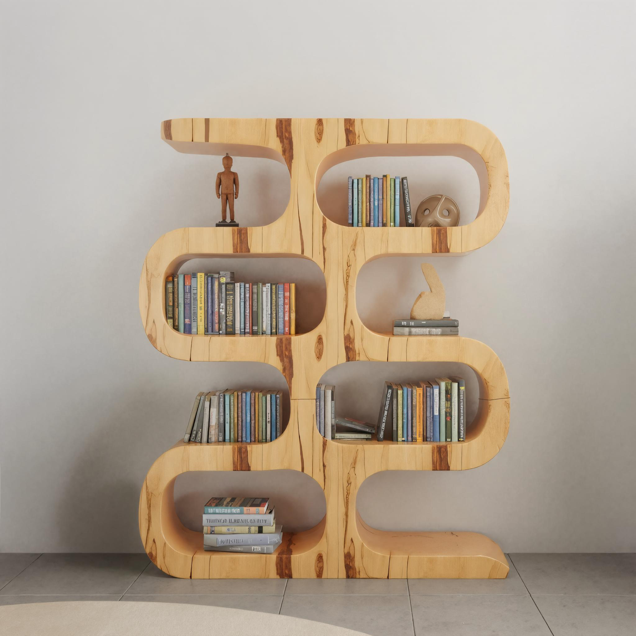 Modern Curved Bookshelf For Japandi Or Minimalist Living Room Kitchnce