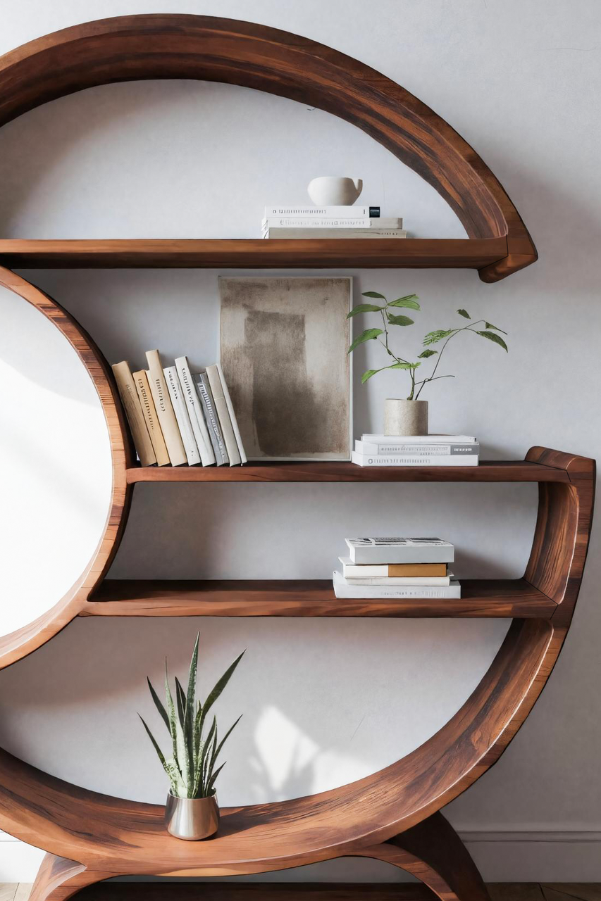 Modern Half Moon Bookshelf For Living Room Or Office Kitchnce