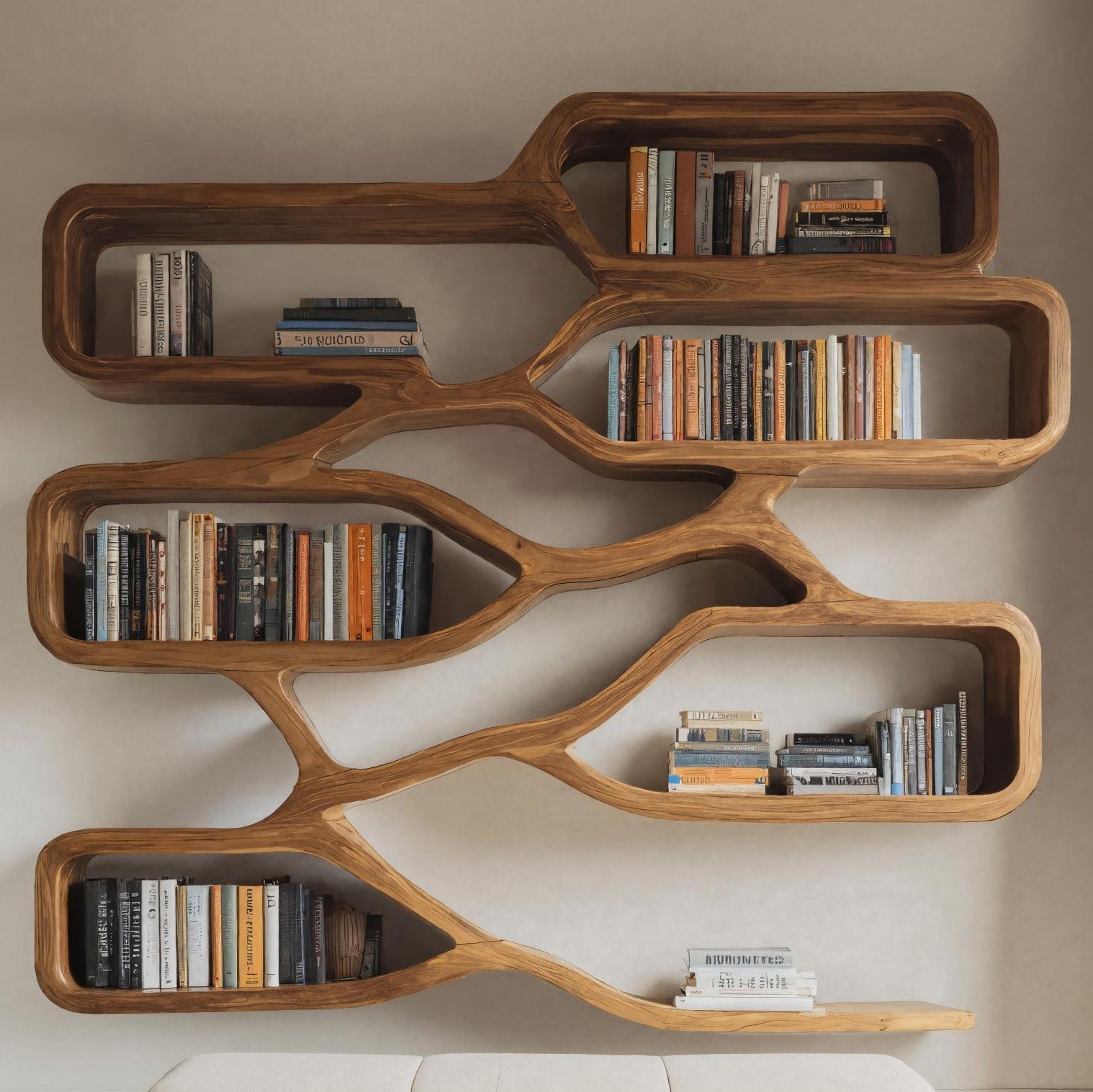 Modern Sculpted Bookcase For Living Room Kitchnce