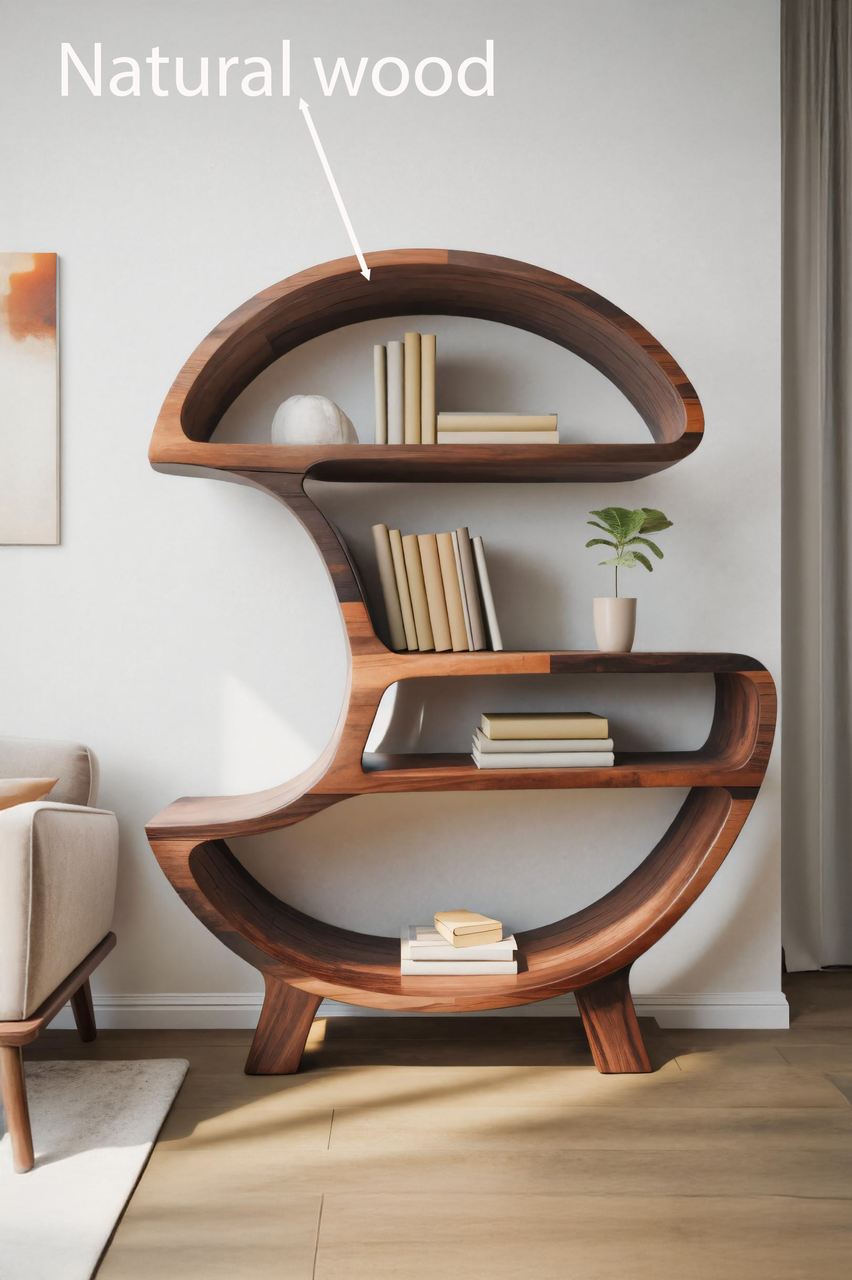 Modern Organic Bookshelf For Living Room Or Office Kitchnce