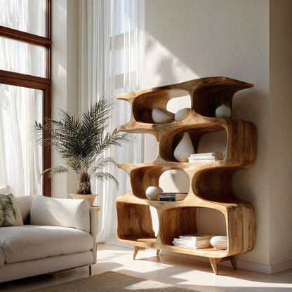 Modern Open Wooden Bookshelf For Beach House Kitchnce