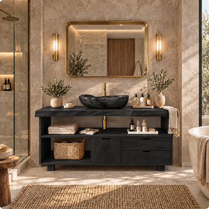 Solmere Live Edge Solid Wood Bathroom Vanity