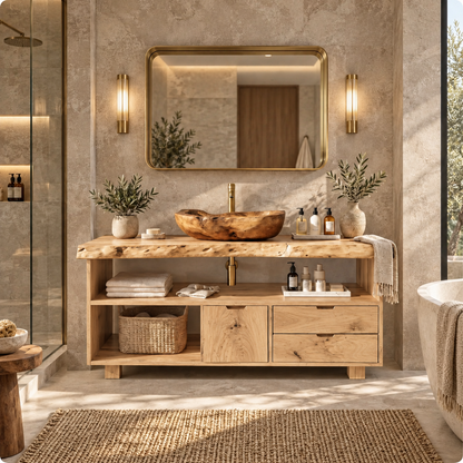 Solmere Live Edge Solid Wood Bathroom Vanity